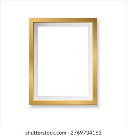 Rectangular gold frame with inner white mat minimalist style.