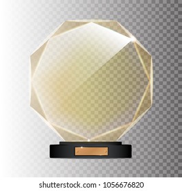 rechteckiges Goldglas Preisträger 1. Platz gewinnt auf grauem Hintergrund EPS 10