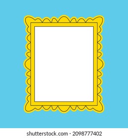 Marco rectangular dorado para imágenes, pinturas de galería de arte, fotos o espejos, plantilla vectorial de diseño plano.