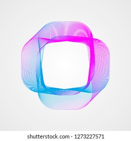 Rectangular gradient frame of lines.. Stylized guilloche element.