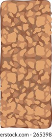 Barra de porca de granola retangular em estilo de vetor plano com superfície texturizada, paleta de cor marrom quente e composição de sobrecarga simples para design de alimentos
