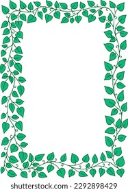 Rectangular green frame made of ivy leaves. Vector illustration.