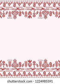 rectangular greeting card frame with floral ornaments in the Slavic style
