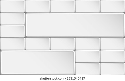 Rectangular grey colored tile buttons with rounded corners. Steel copy space for design of web pages and interface. 3D vector background