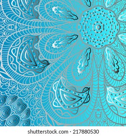 Rectangular grey ornament on blue background