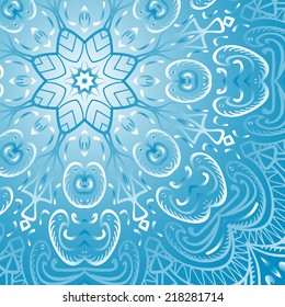 Rectangular grey ornament on blue background