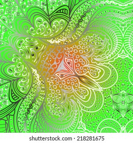 Rectangular grey ornament on green background
