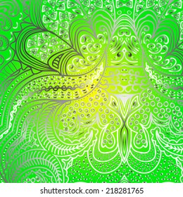 Rectangular grey ornament on green background