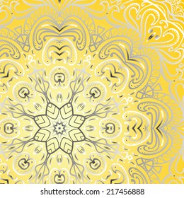 Rectangular grey ornament on a yellow background