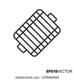 Rectangular grill grate line icon. Outline symbol of BBQ and grilling equipment. Grill grid flat vector illustration.