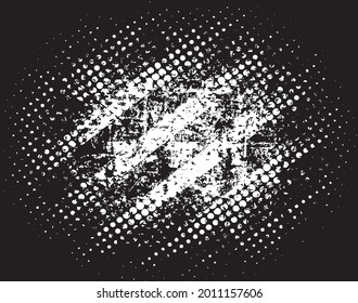 Rectangular grunge halftone, texture with shabby old stripes in black, design flat style vector illustration. Background warning stripes