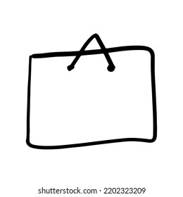 Rectangular hand drawn frame. Doodle in linear style with scribble border. Simple drawn element in the form of scratche. Black square vector illustration isolated on white