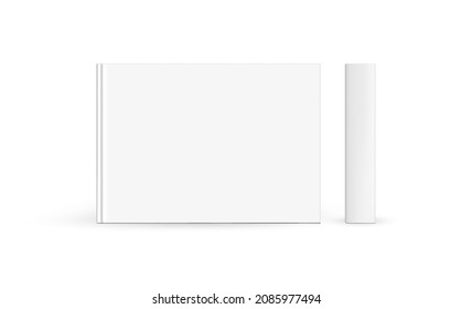 Rectangular Hardcover Book Or Photo Album Mockup, Front Cover And Spine, Isolated On White Background. Vector Illustration