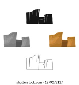 Rectangular high mountains of Sandstone.Desert mountains.Different mountains single icon in cartoon style vector symbol stock illustration.