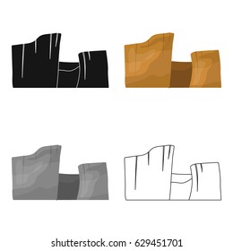 Rectangular high mountains of Sandstone.Desert mountains.Different mountains single icon in cartoon style vector symbol stock illustration.