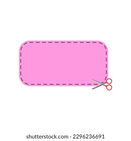 Rectangular horizontal blank frame with scissors and a dotted cut line.