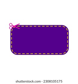 Rectangular horizontal blank frame with scissors and a dotted cut line.