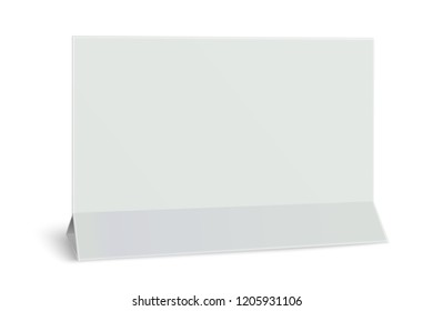 Rectangular horizontal blank paper table card isolated on white background. Vector template paper design.
