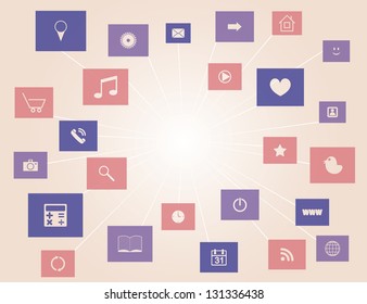 rectangular icons of social media elements. vector eps10