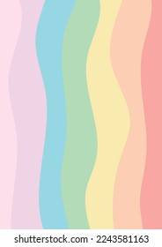 Imagen rectangular de forma vertical con líneas curvadas de colores pastel en un estilo acuarela que simula julio y movimiento lgbt o arcoiris