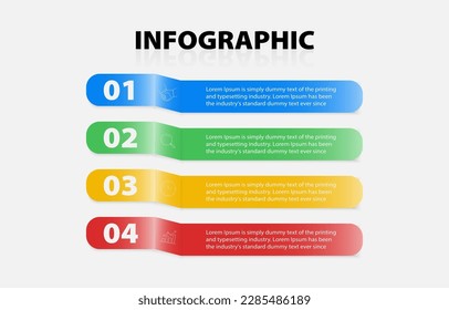 Rectangular infographic design presents with 4 steps. Template vector presentation business infographic 4 elements. Ideal for business presentations, educational materials, or marketing materials.