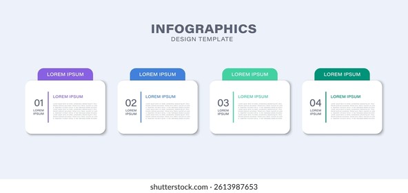 Rectangular infographic elements arranged horizontally with text for business presentations or reports