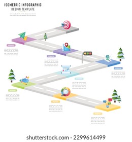Plantilla o elemento gráfico rectangular isométrico con 7 pasos, proceso, opción, rectángulo 3D colorido, semáforo, icono, dardo, camino, cuadrado, barra para la venta, diapositiva, diagrama de flujo, web de folletos