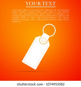 Rectangular key chain with ring for key icon isolated on orange background. Flat design. Vector Illustration