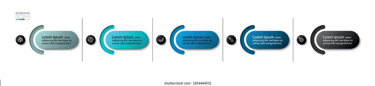 The rectangular label is divided into steps to show work processes and explain processes, present work results. infographic design.