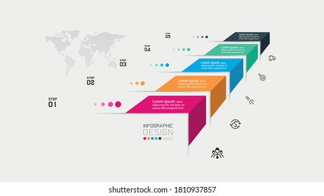 Rectangular labels according to the work stage 5 steps for describing and introducing works. vector infographic.