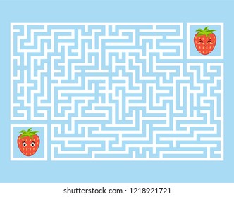 A rectangular labyrinth with a cute cartoon character. Find the right path. Game for kids. Puzzle for children. Cartoon style. Labyrinth conundrum. Color vector illustration
