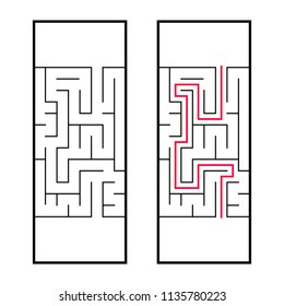Rectangular labyrinth, maze. An interesting and useful game for preschoolers. An easy puzzle game. Simple flat vector illustration isolated on white background. With the right decision