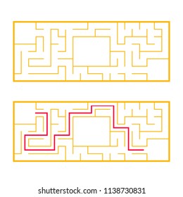Rectangular labyrinth, maze. An interesting and useful game for preschoolers. An easy puzzle game. Simple flat vector illustration isolated on white background. With the right decision