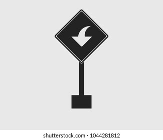 Rectangular Left  turn arrow sign icon of highway