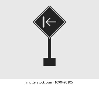 Rectangular Left turn arrow sign icon of highway