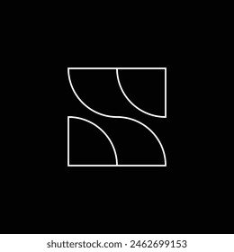 Rectangular letter S. Continuous line letter S great for company business logo