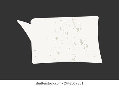 Rectangular light textured doodle speech bubble isolated on dark background. Hand drawn vintage vector element with grunge effect, frame, dialog.
