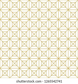 Rectangular linear grid. Seamless geometric vector pattern in gold