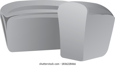 Rectangular loaf of bread. Grayscale image of food. Vector illustration isolated on white background.
