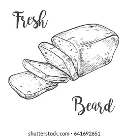 Rectangular loaf of bread. Sliced bread. Vector illustration of a sketch style.