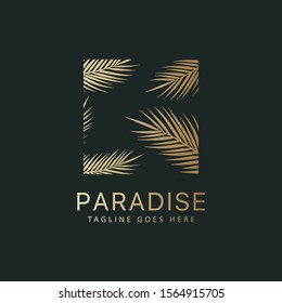 rectangular logo design, leaf illustration design, icon design template elements