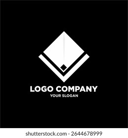 A rectangular logo made to look like a house with a modern minimalist black and white theme