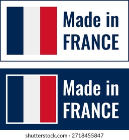 Logos rectangulares creados en Francia que muestran colores nacionales y texto claro