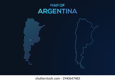 Rectangular map of Argentina. Argentina vector map. Business map for use anywhere, fully editable eps vector file.