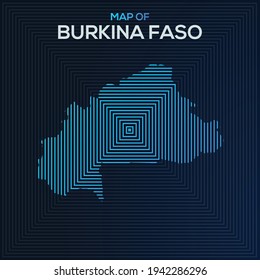 Rectangular map of Burkina Faso. Burkina Faso vector map. Business map for use anywhere, fully editable eps vector file.