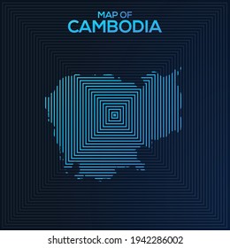Rectangular map of Cambodia. Cambodia vector map. Business map for use anywhere, fully editable eps vector file.