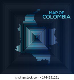 Rectangular map of Colombia. Colombia vector map. Business map for use anywhere, fully editable eps vector file