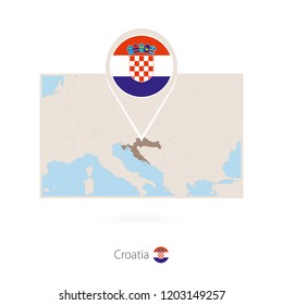 Rectangular map of Croatia with pin icon of Croatia