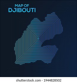 Rectangular map of Djibouti. Djibouti vector map. Business map for use anywhere, fully editable eps vector file