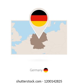 Rectangular map of Germany with pin icon of Germany